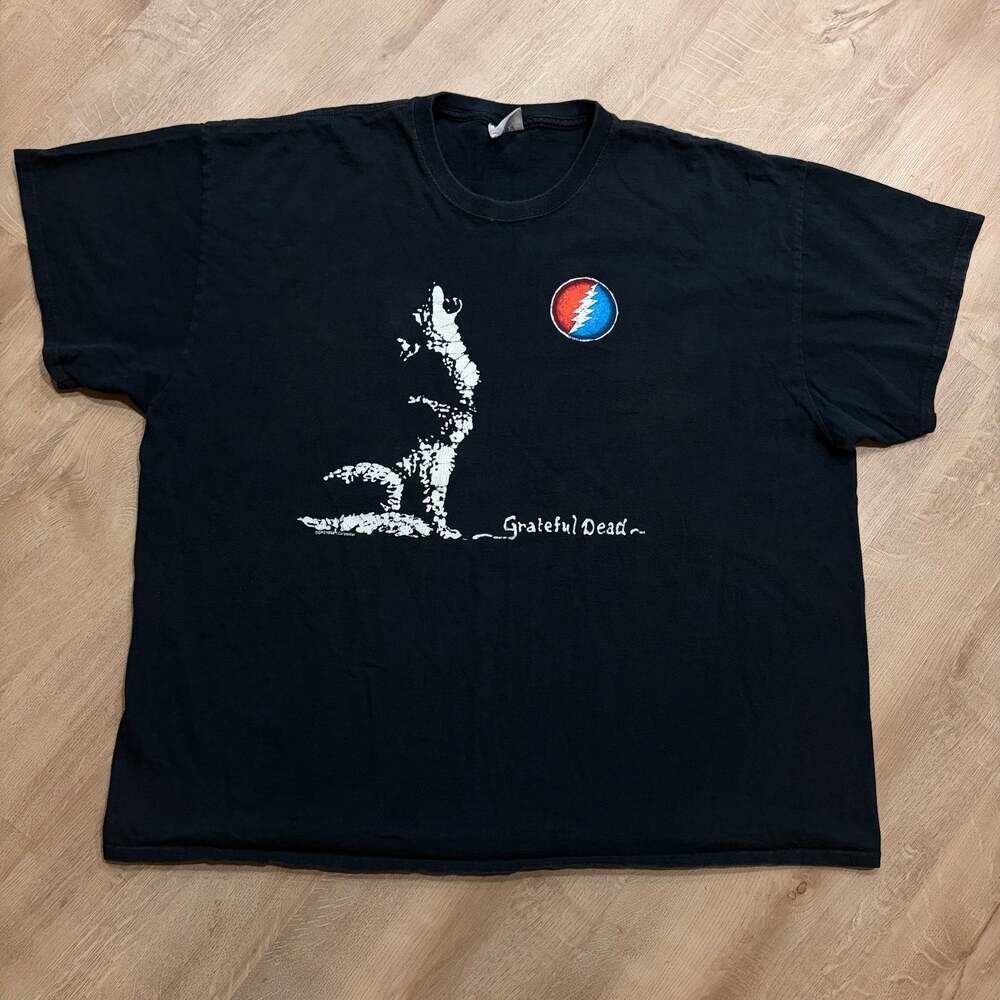 Vintage Grateful Dead Dire Wolf Band Tee T-Shirt Men's 3XL XXXL Black Graphic